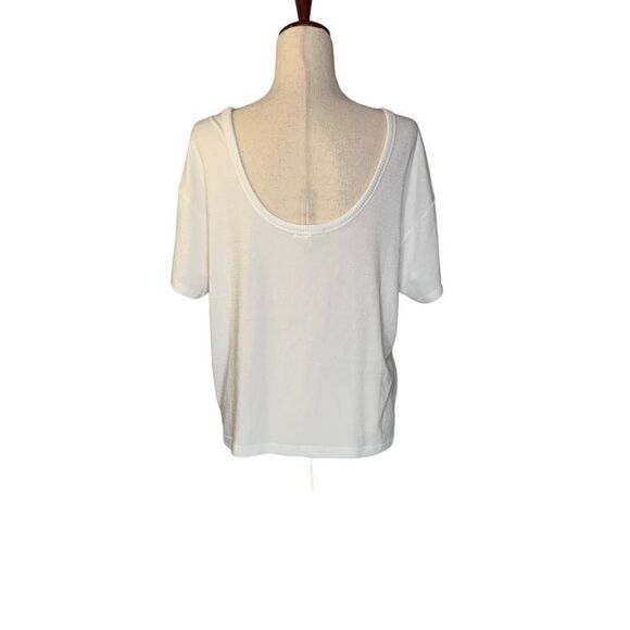 Rag and Bone The Knit Open Back Tee Shirt in White | Size M - Picture 5 of 9